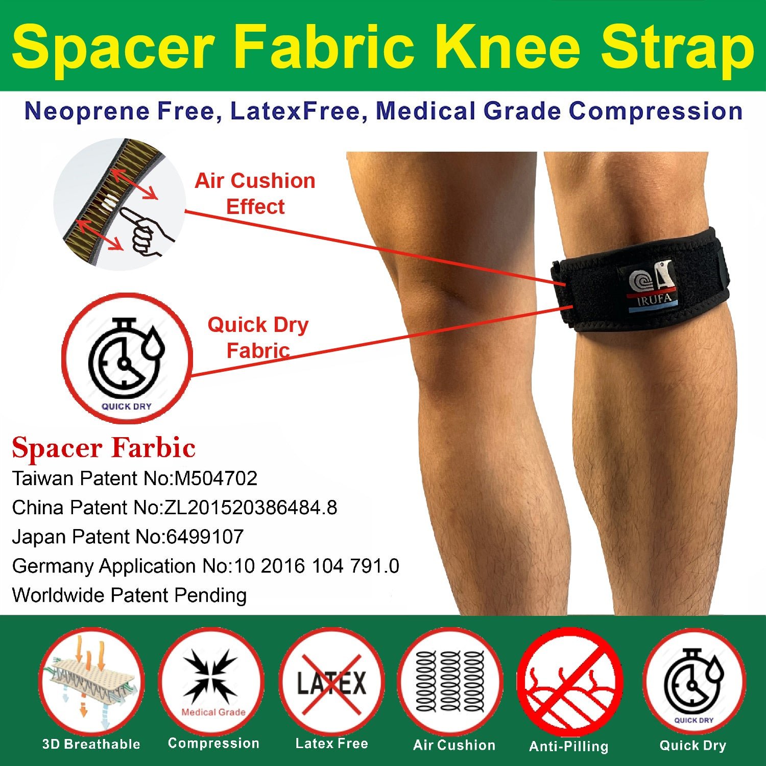 IRUFA, 3D Breathable Elastic Fabric Jumper’s Knee Strap - Image 4