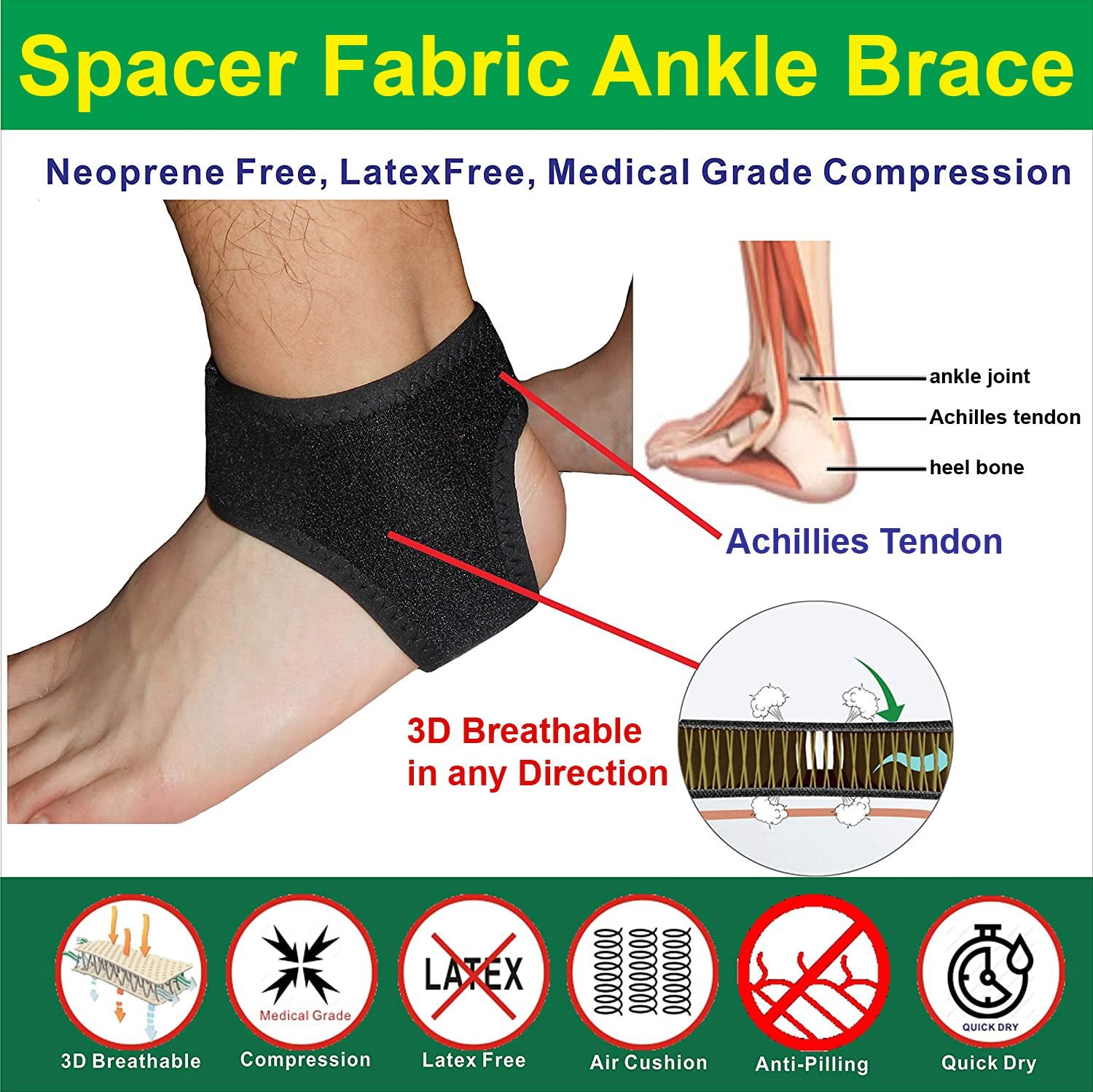 IRUFA, 3D Breathable Elastic Knit Patented Fabric Adjustable Ankle Wrap - Image 3