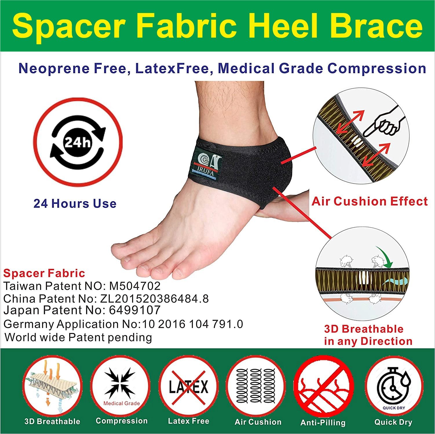 IRUFA, 3D Breathable Spacer Fabric Heel Support - Image 2