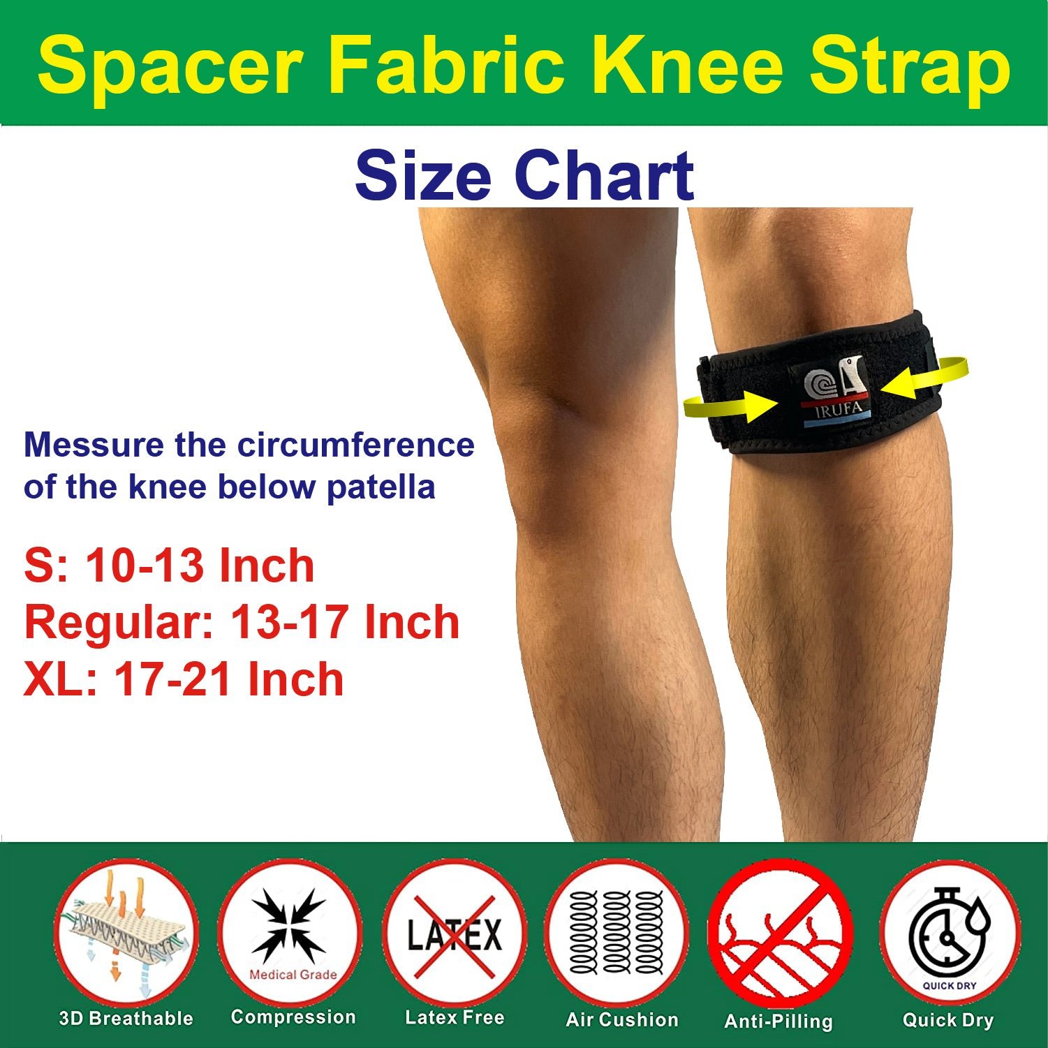 IRUFA, 3D Breathable Elastic Fabric Jumper’s Knee Strap - Image 6