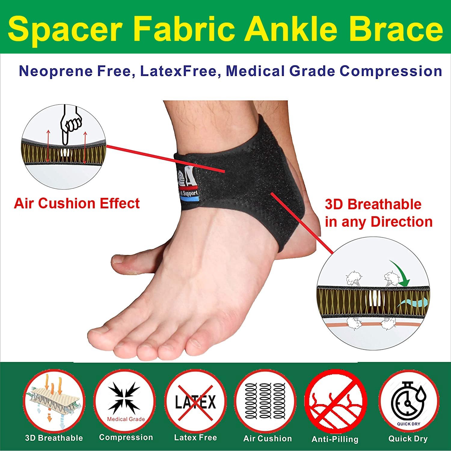 IRUFA, 3D Breathable Elastic Knit Patented Fabric Adjustable Ankle Wrap - Image 4