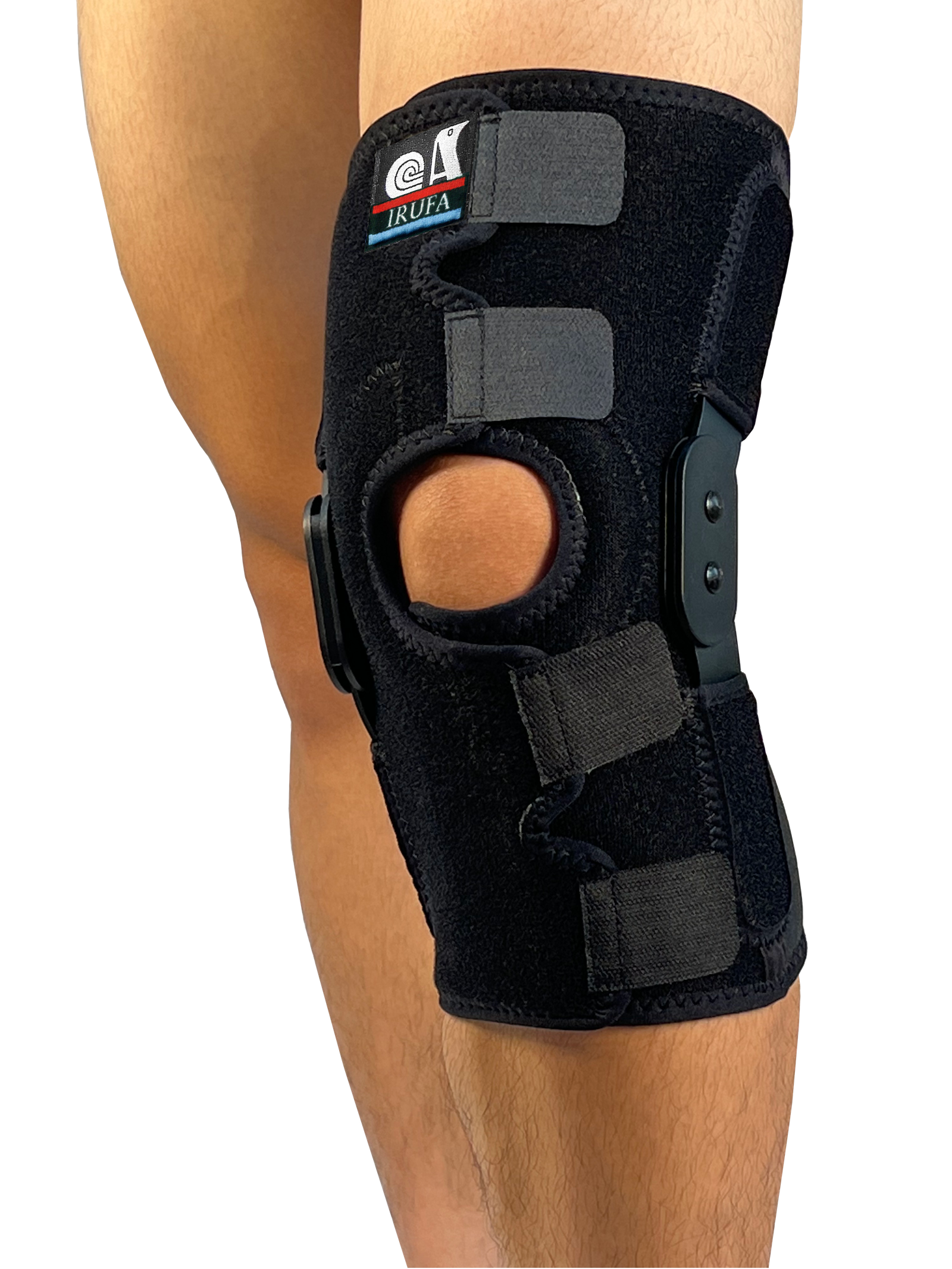 IRUFA, KN-OS-23 H2 3D Breathable Spacer Fabric Open Patella Hinged Knee Support