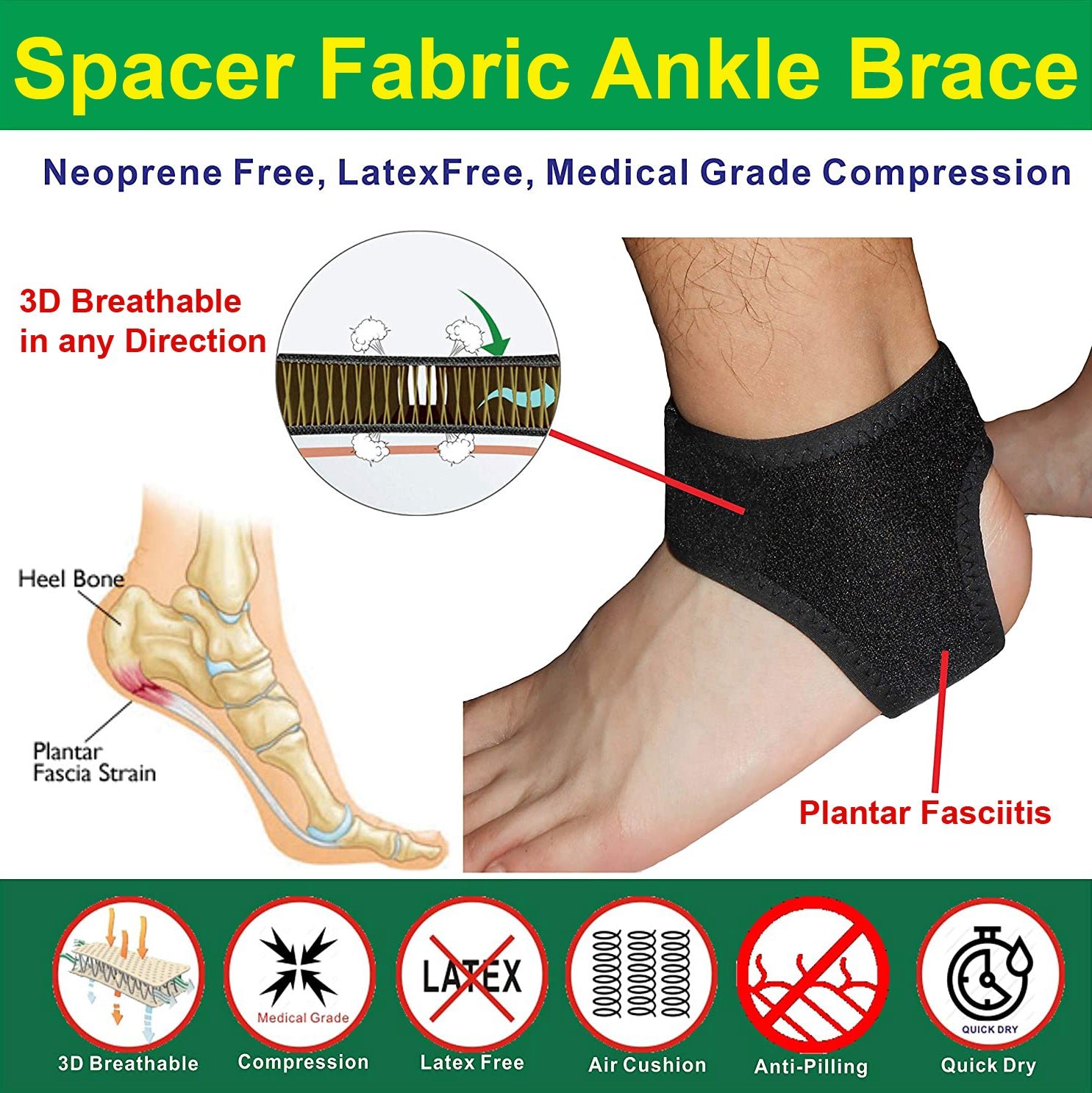 IRUFA, 3D Breathable Elastic Knit Patented Fabric Adjustable Ankle Wrap - Image 5