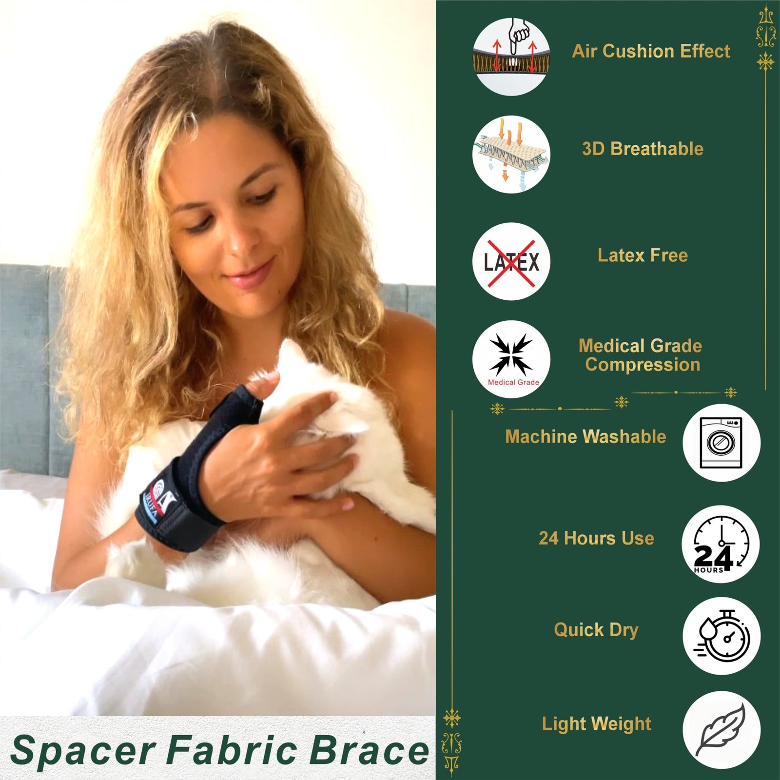 IRUFA, 3D Breathable Spacer Fabric Reversible CMC Joint Thumb Splint - Image 7