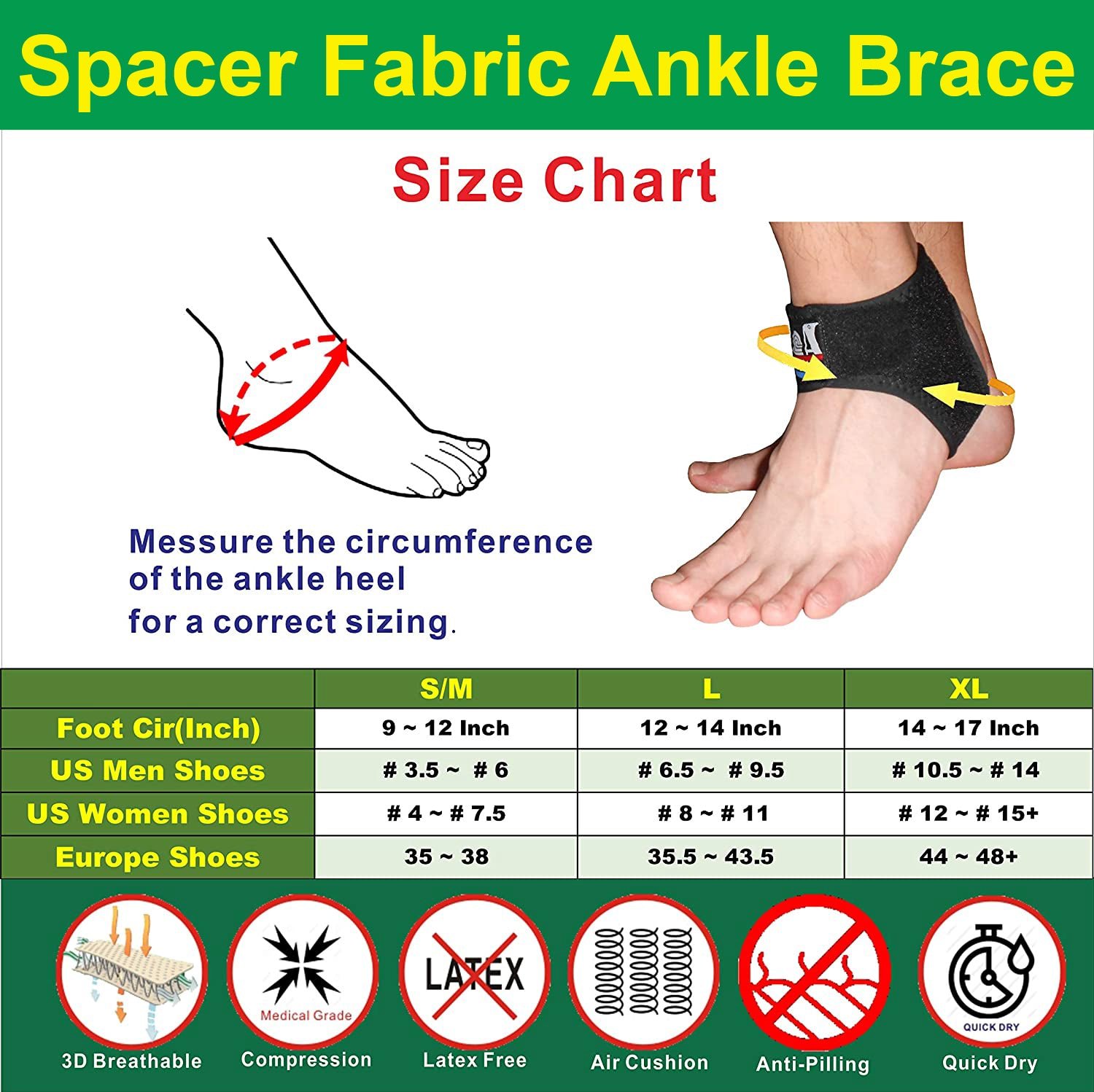 IRUFA, 3D Breathable Elastic Knit Patented Fabric Adjustable Ankle Wrap - Image 6