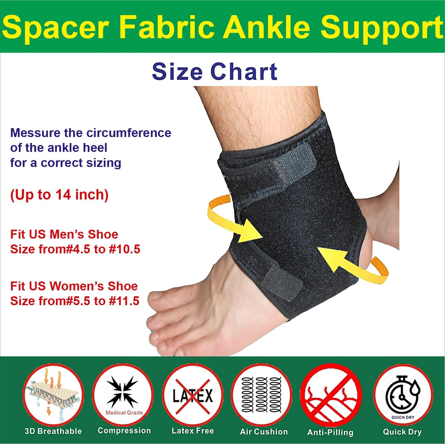 IRUFA, 3D Breathable Adjustable Spacer Fabric Ankle Wrap for Sport - Image 6