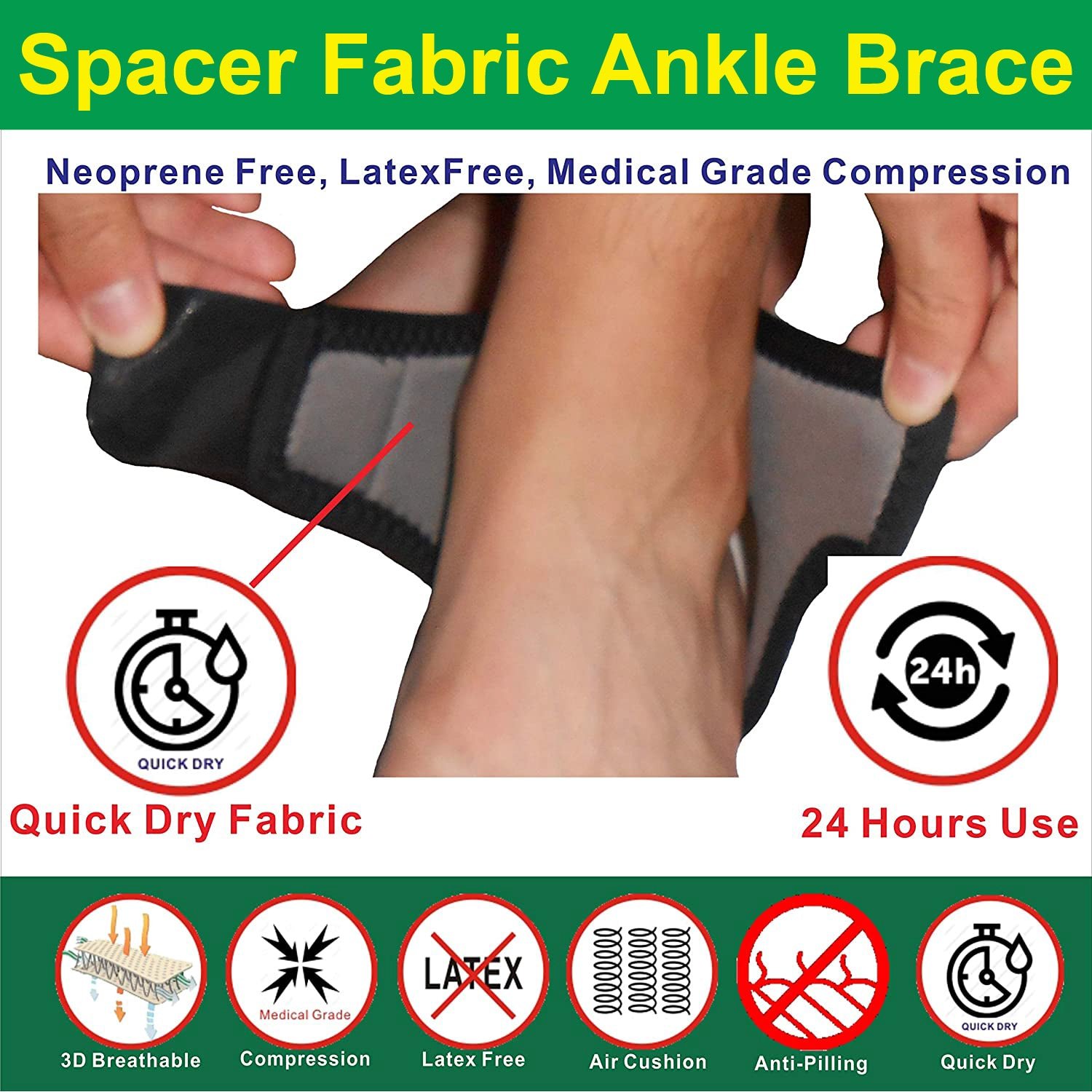 IRUFA, 3D Breathable Elastic Knit Patented Fabric Adjustable Ankle Wrap - Image 7