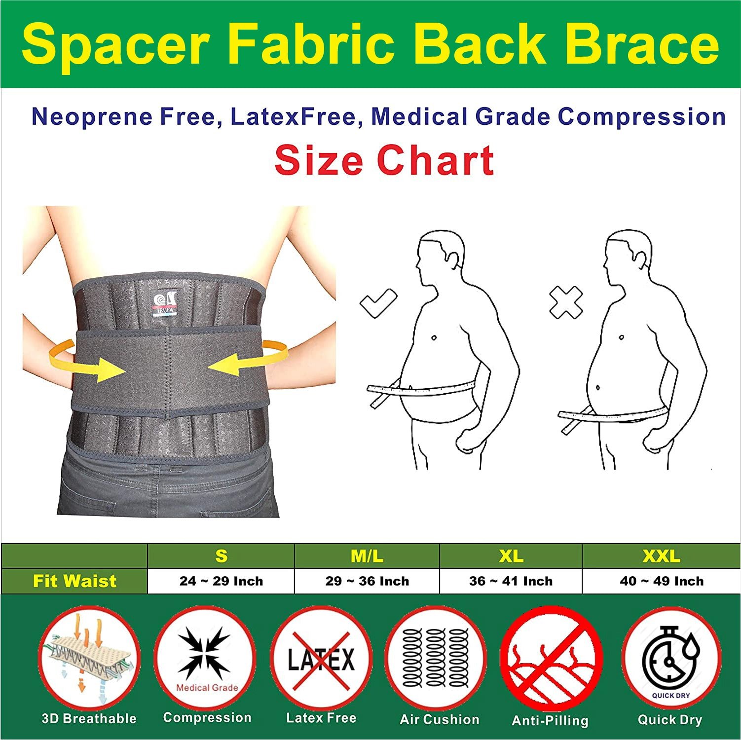 IRUFA, 3D Breathable Spacer Fabric Lumbar Lower Back Brace - Image 6
