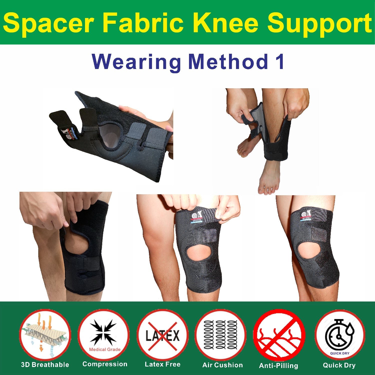IRUFA 3D Breathable Open Patella Spacer Fabric Knee Support for Meniscus Tear, ACL, MCL - Image 9