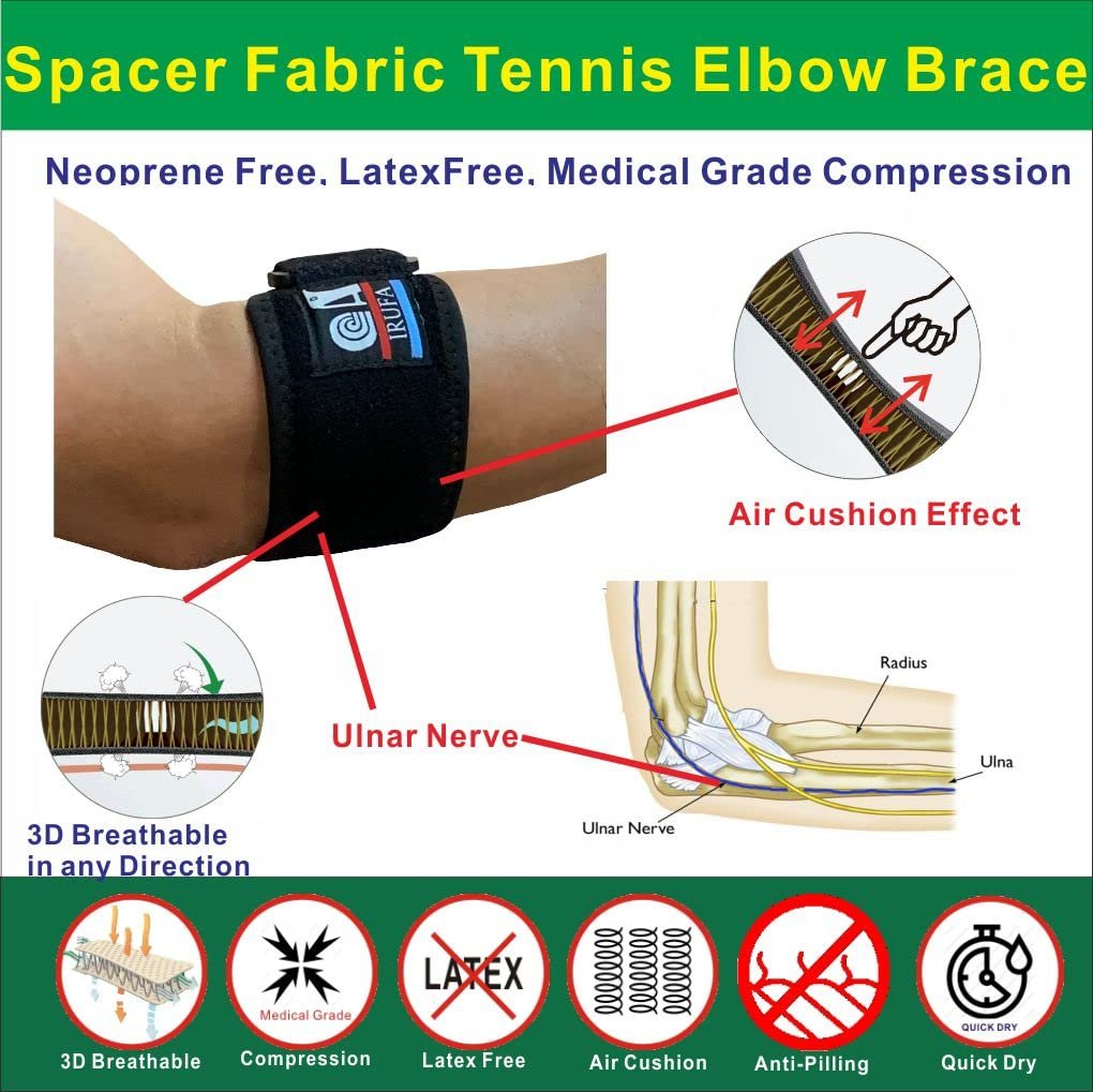 Irufa 3D Breathable New Tennis Elbow Brace Strap Support - Image 5