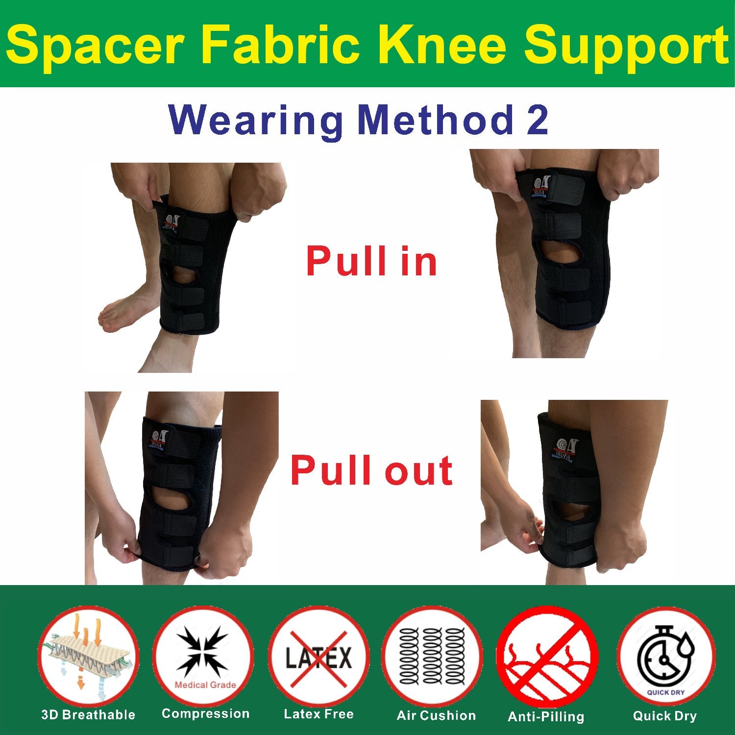 IRUFA 3D Breathable Open Patella Spacer Fabric Knee Support for Meniscus Tear, ACL, MCL - Image 10