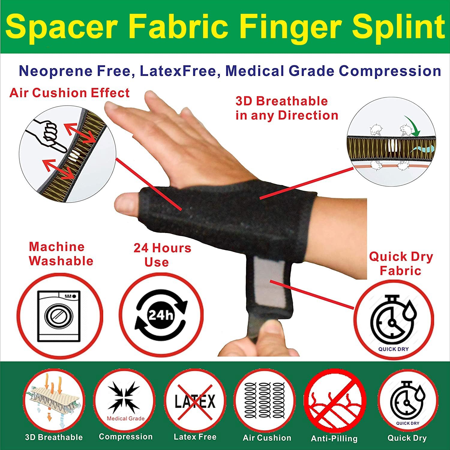 IRUFA, 3D Breathable Spacer Fabric Reversible CMC Joint Thumb Splint - Image 6