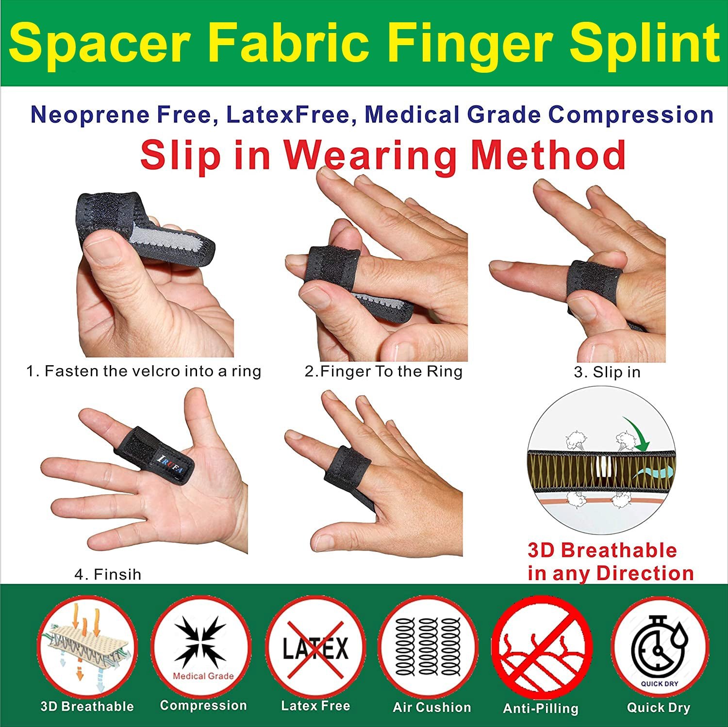 IRUFA, 3D Breathable Fabric Finger Splint - Image 7