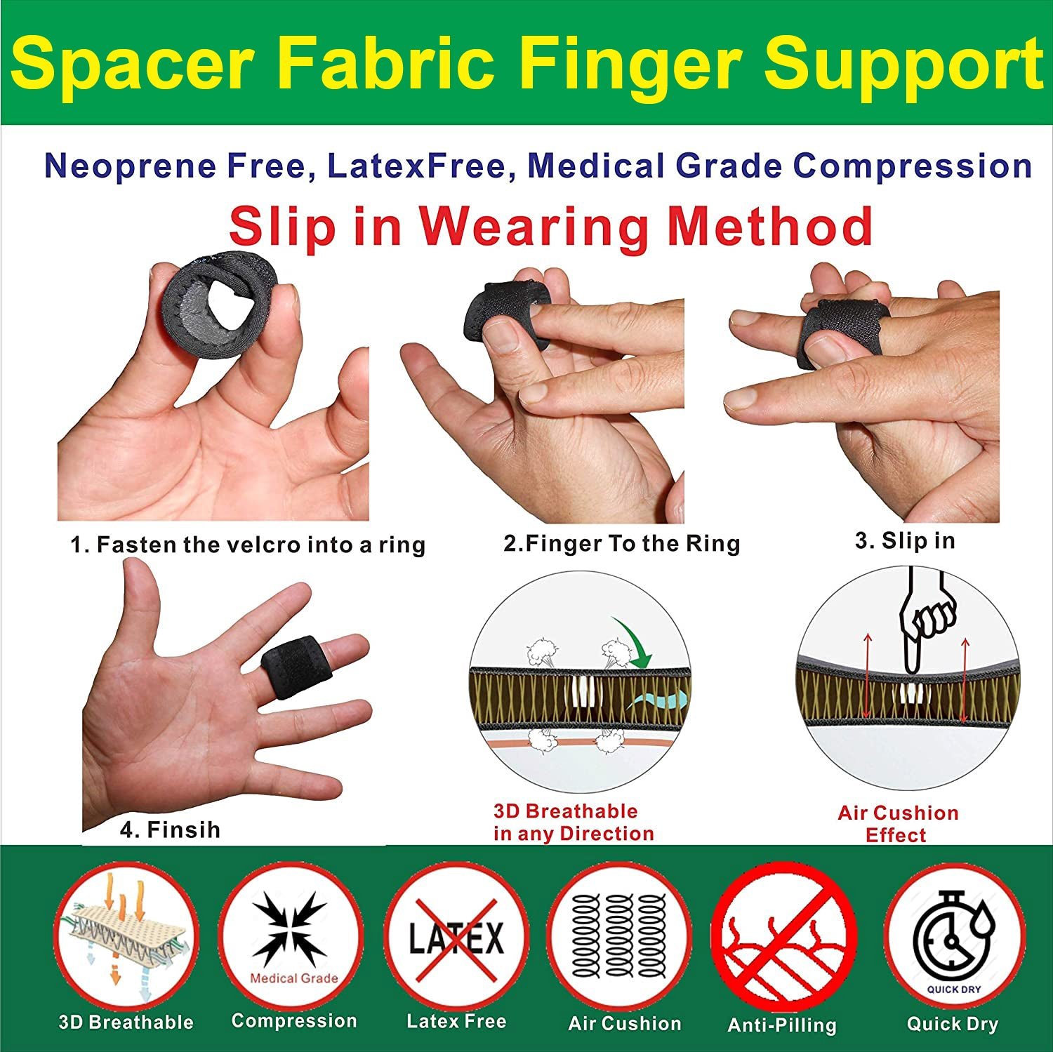 IRUFA, 3D Breathable Spacer Fabric Finger Brace - Image 8