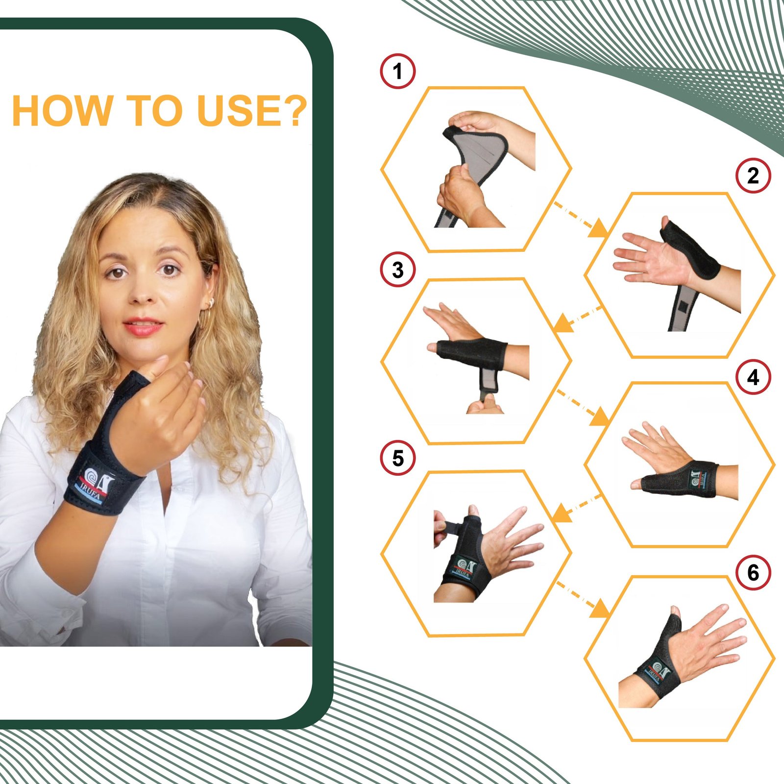 IRUFA, 3D Breathable Spacer Fabric Reversible CMC Joint Thumb Splint - Image 11