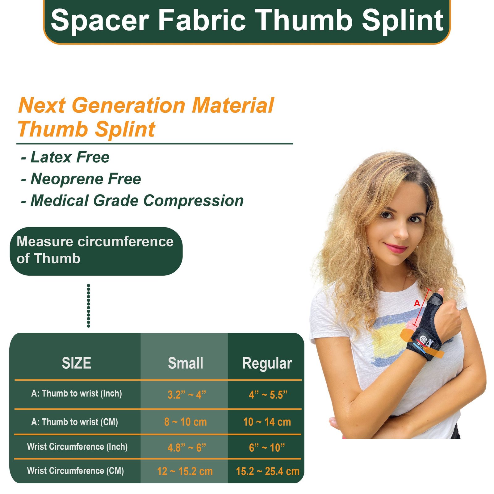 IRUFA, 3D Breathable Spacer Fabric Reversible CMC Joint Thumb Splint - Image 10